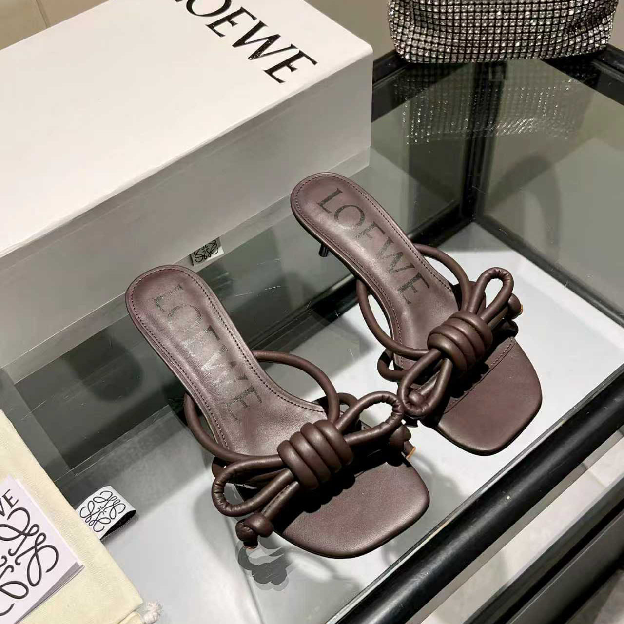 Loewe Flamenco Knot Sandal In Lambskin - FashionPlug