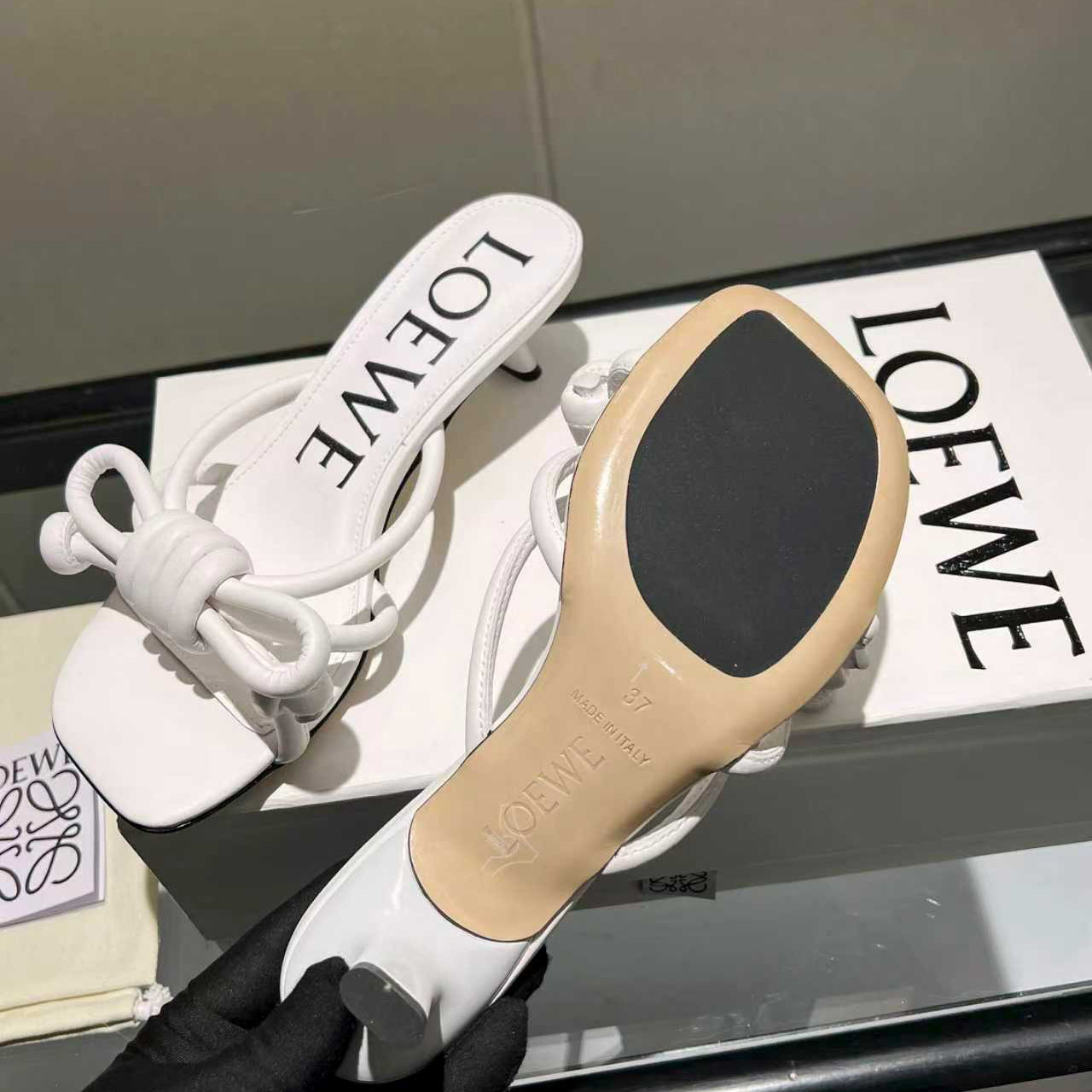 Loewe Flamenco Knot Sandal In Lambskin - FashionPlug