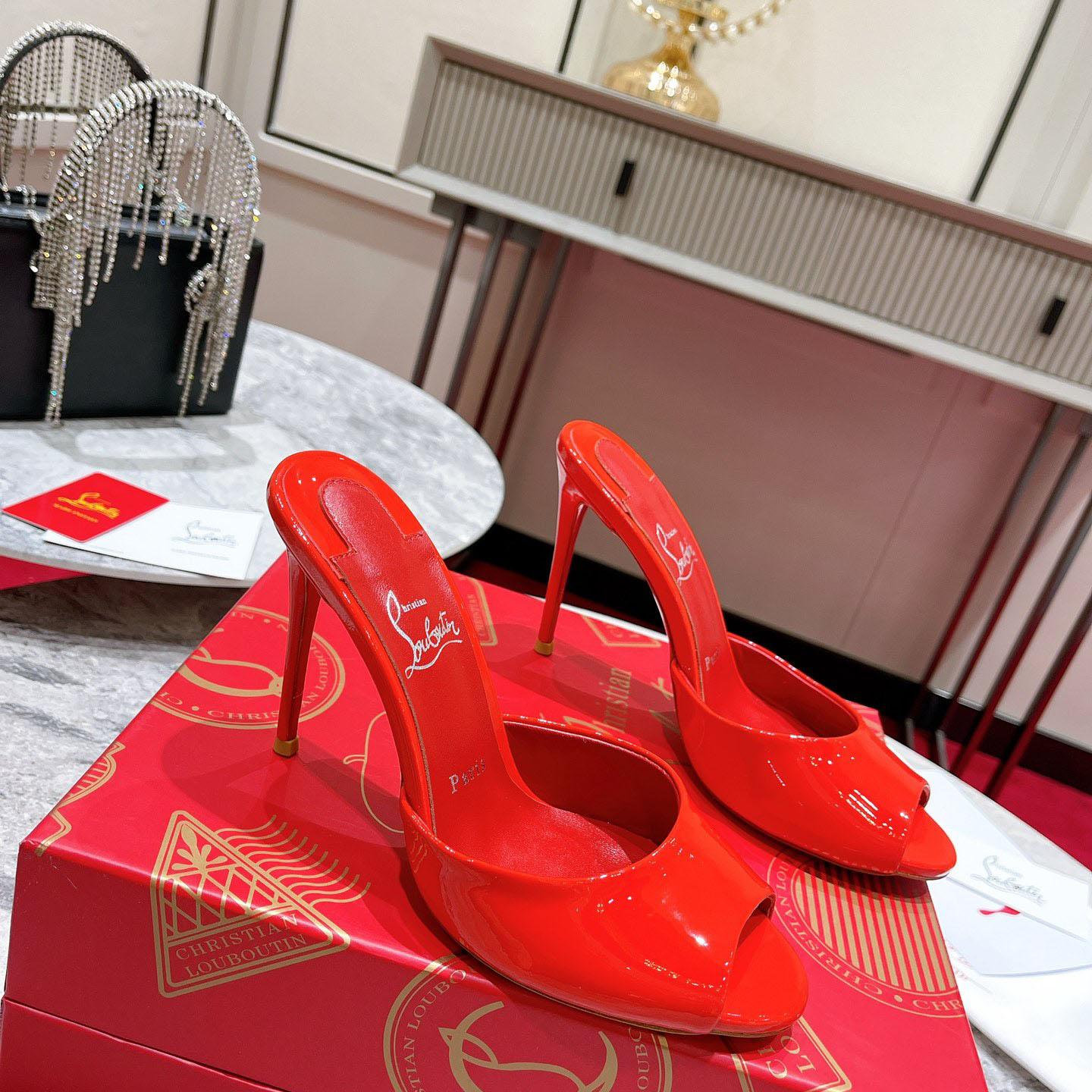 Christian Louboutin Me Dolly 100MM Patent Leather Mules - FashionPlug
