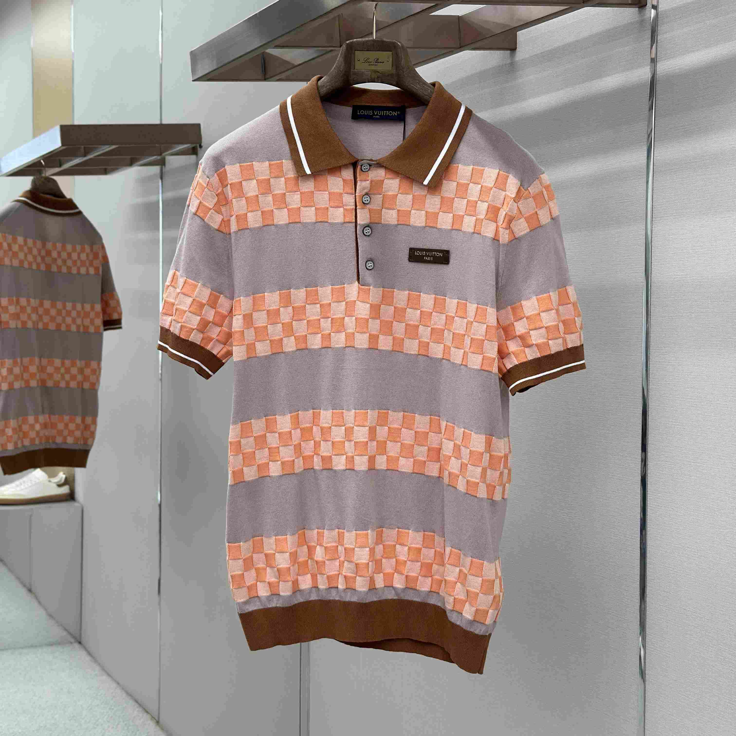 Louis Vuitton Damier Striped Polo Shirt 1AK6Z8 - FashionPlug