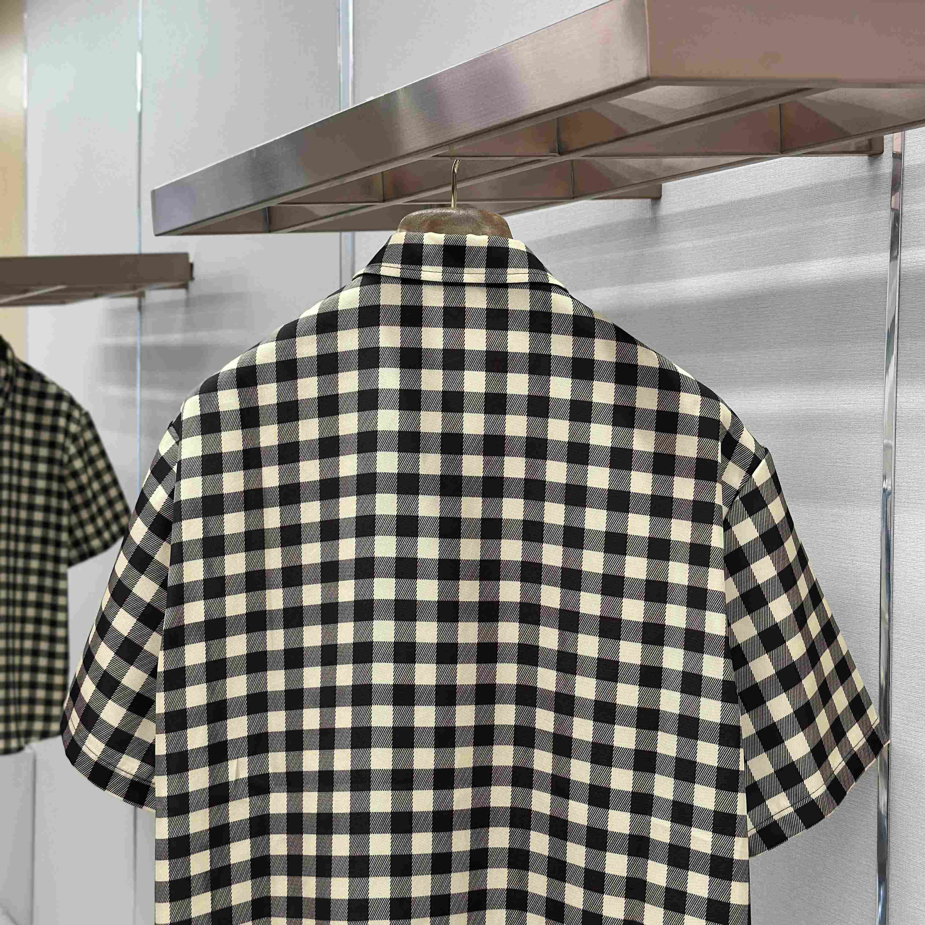 Louis Vuitton Damier Jacquard Short-Sleeved Shirt 1AJRGI - FashionPlug