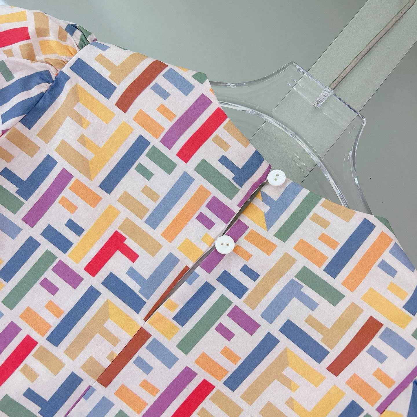 Fendi Multicolor Cotton Poplin Baby Dress - FashionPlug