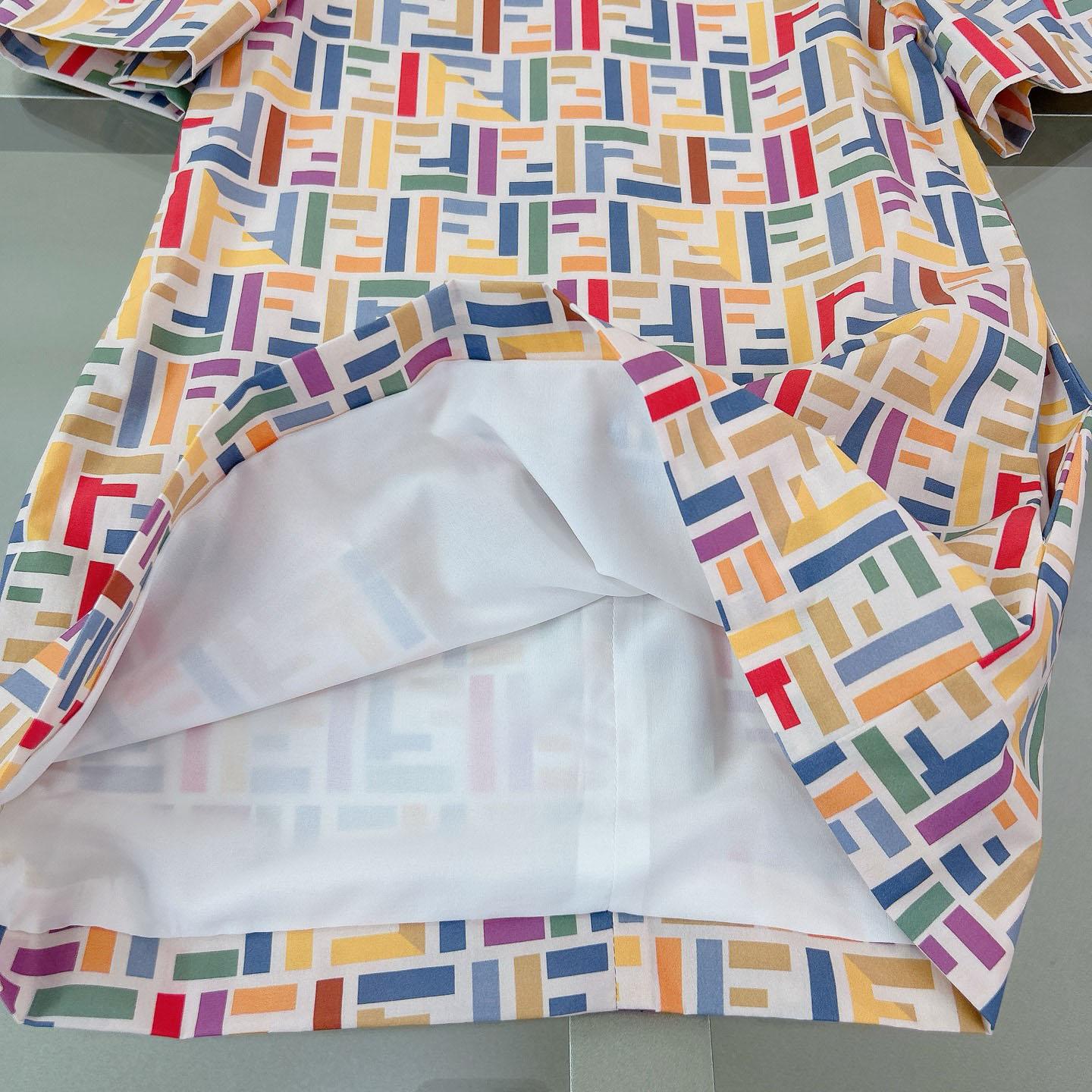 Fendi Multicolor Cotton Poplin Baby Dress - FashionPlug