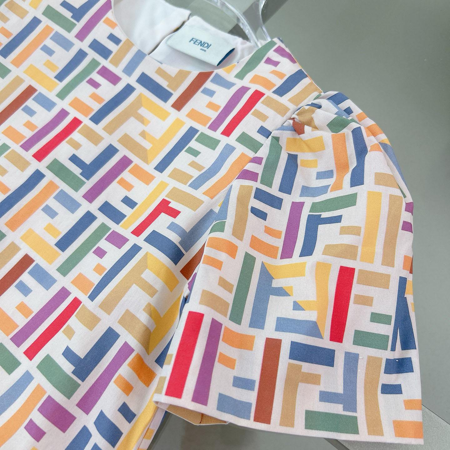Fendi Multicolor Cotton Poplin Baby Dress - FashionPlug
