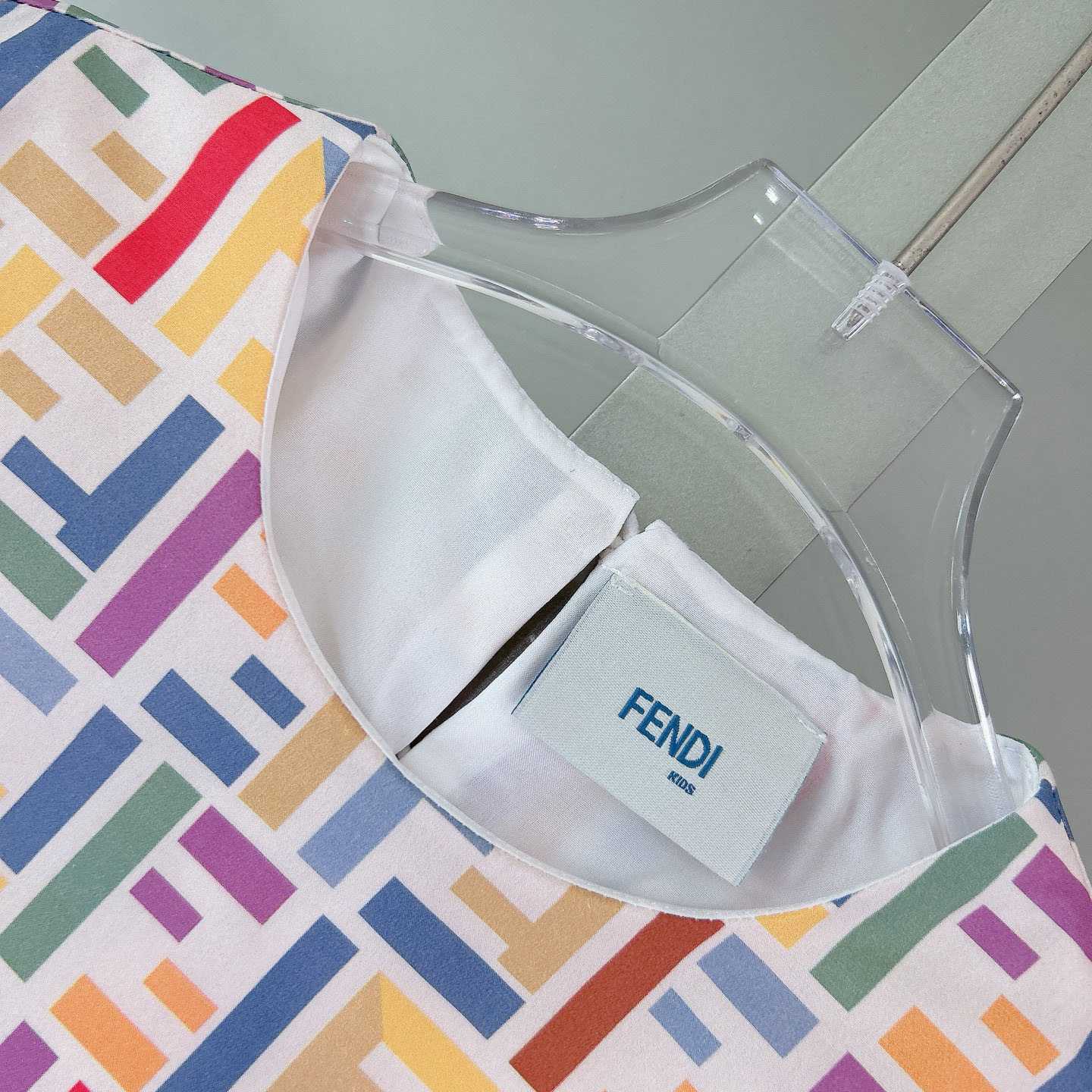 Fendi Multicolor Cotton Poplin Baby Dress - FashionPlug