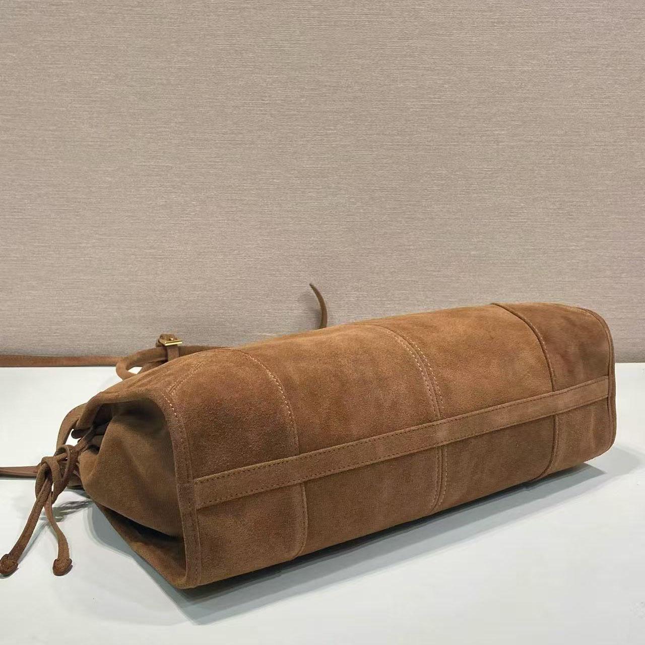 Prada Prada Bonnie Large Suede Handbag - FashionPlug