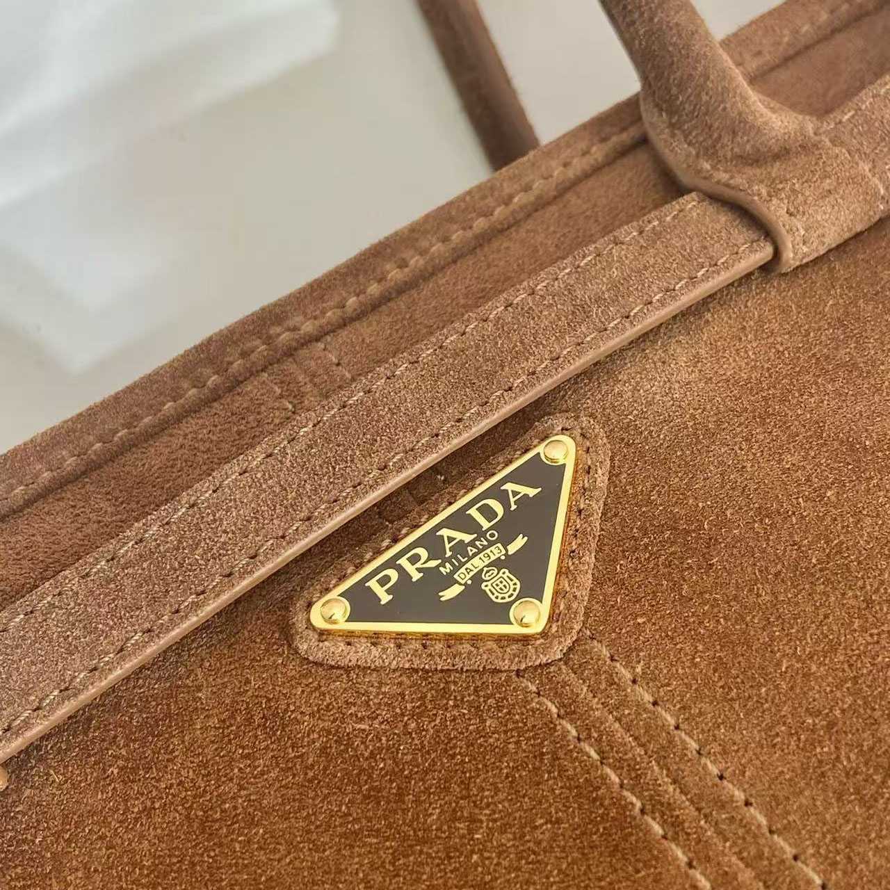 Prada Prada Bonnie Large Suede Handbag - FashionPlug