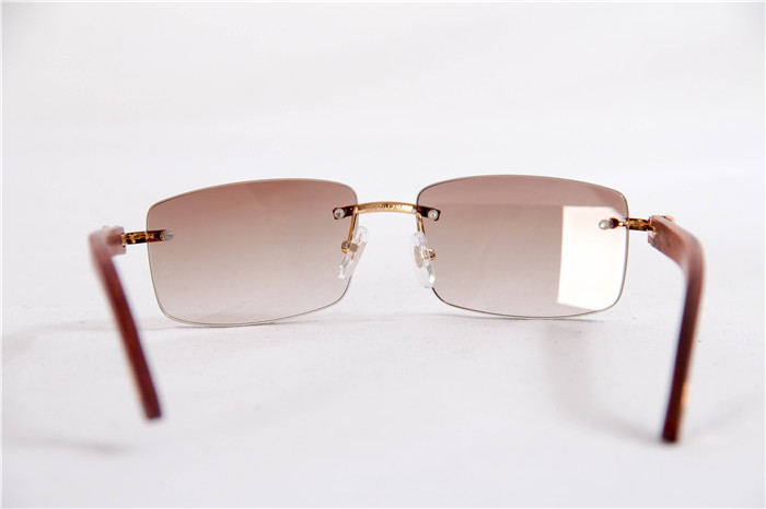 Cartier 3524012 Wood Big Lens Sunglasses In Gold Brown - FashionPlug