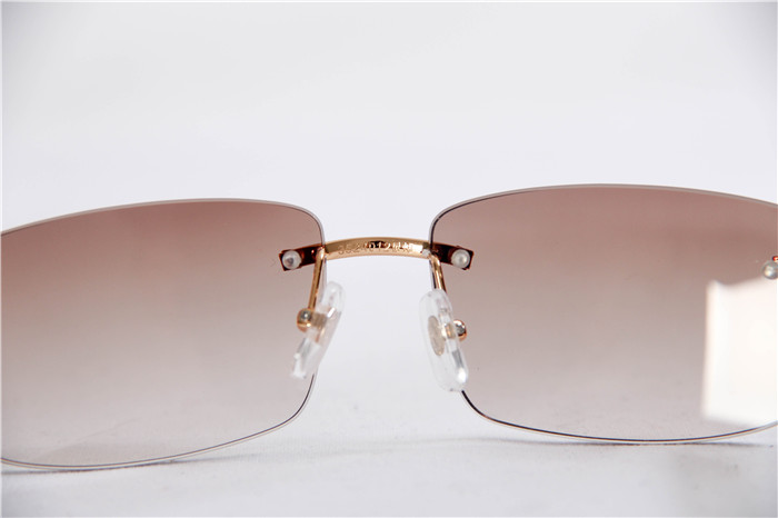 Cartier 3524012 Wood Big Lens Sunglasses In Gold Brown - FashionPlug