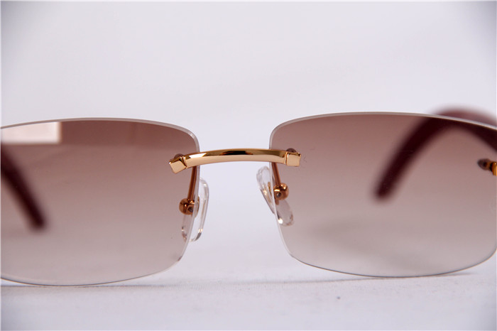 Cartier 3524012 Wood Big Lens Sunglasses In Gold Brown - FashionPlug