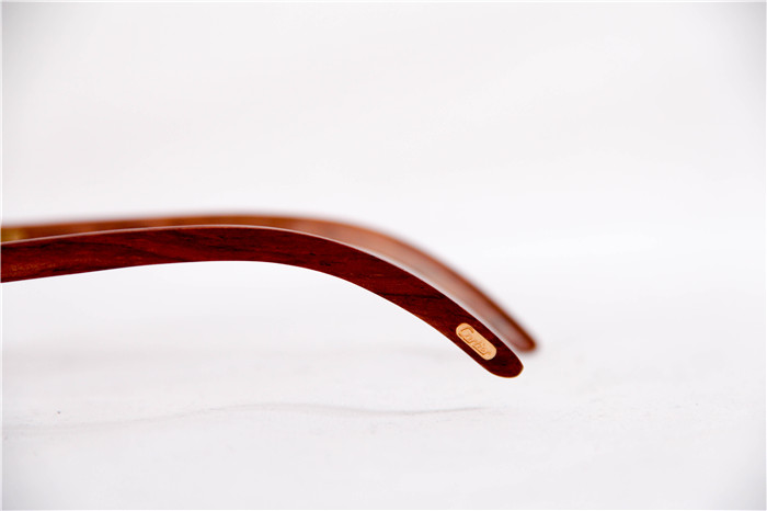 Cartier 3524012 Wood Big Lens Sunglasses In Gold Brown - FashionPlug