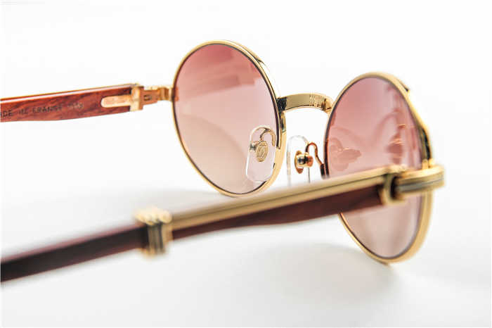 Cartier 7550178 55-22 Wood Sunglasses In Gold Brown - FashionPlug