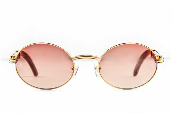 Cartier 7550178 55-22 Wood Sunglasses In Gold Brown - FashionPlug