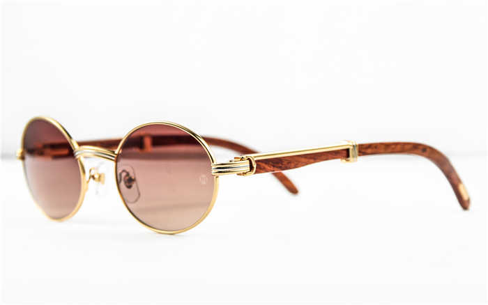 Cartier 7550178 55-22 Wood Sunglasses In Gold Brown - FashionPlug