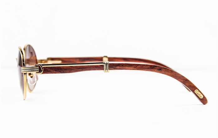 Cartier 7550178 55-22 Wood Sunglasses In Gold Brown - FashionPlug