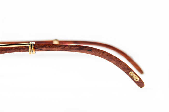 Cartier 7550178 55-22 Wood Sunglasses In Gold Brown - FashionPlug