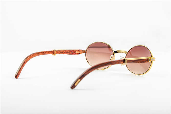 Cartier 7550178 55-22 Wood Sunglasses In Gold Brown - FashionPlug