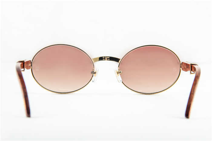 Cartier 7550178 55-22 Wood Sunglasses In Gold Brown - FashionPlug