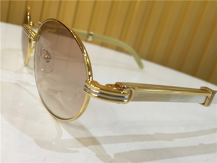 Cartier 7550178 55-22 White Curve Cattle Horn Sunglasses In Gold Brown - FashionPlug