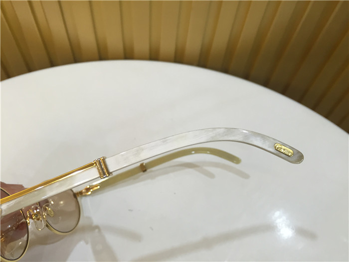 Cartier 7550178 55-22 White Curve Cattle Horn Sunglasses In Gold Brown - FashionPlug