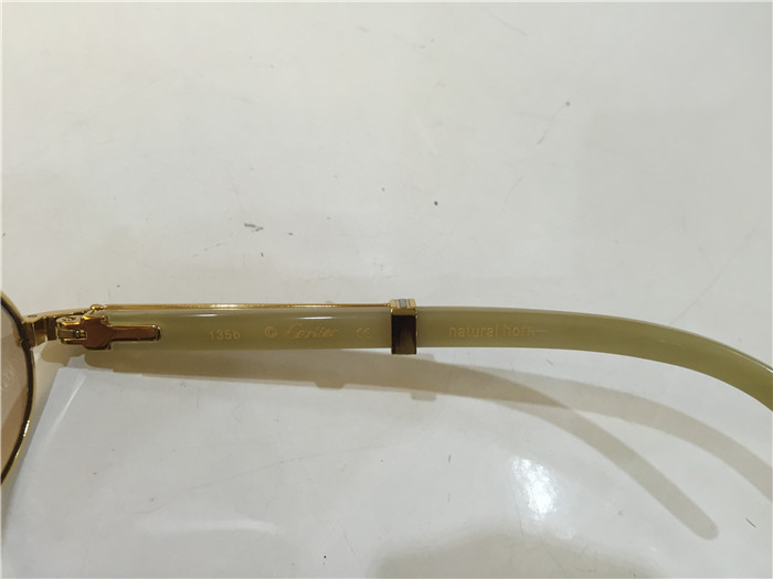 Cartier 7550178 55-22 White Curve Cattle Horn Sunglasses In Gold Brown - FashionPlug