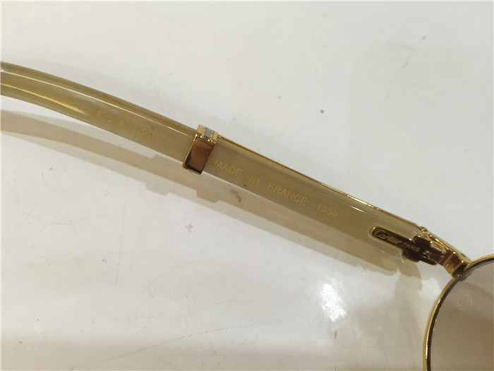 Cartier 7550178 55-22 White Curve Cattle Horn Sunglasses In Gold Brown - FashionPlug
