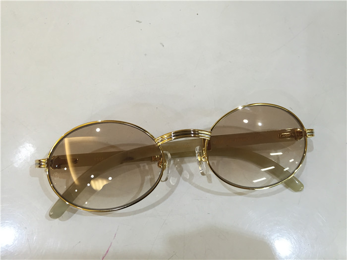 Cartier 7550178 55-22 White Curve Cattle Horn Sunglasses In Gold Brown - FashionPlug