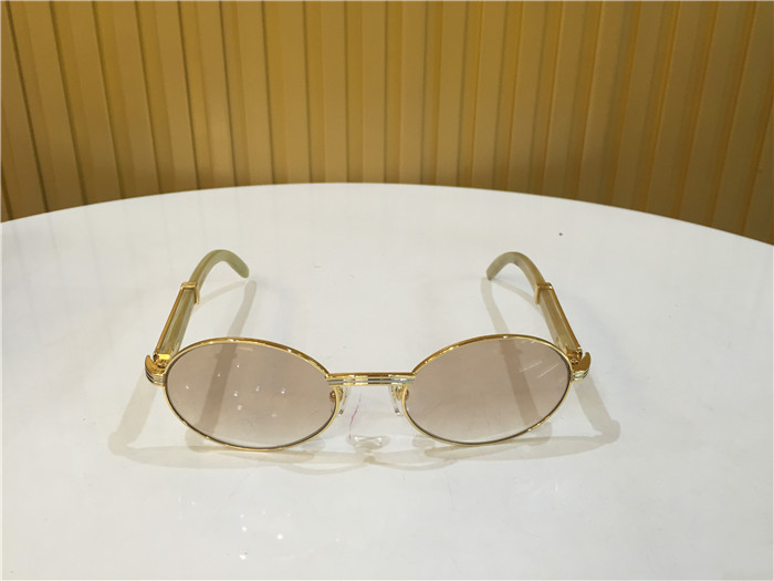 Cartier 7550178 55-22 White Curve Cattle Horn Sunglasses In Gold Brown - FashionPlug