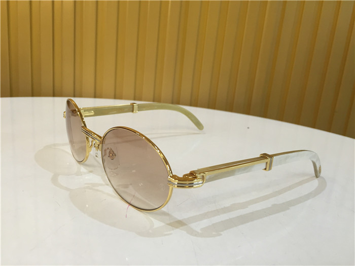 Cartier 7550178 55-22 White Curve Cattle Horn Sunglasses In Gold Brown - FashionPlug
