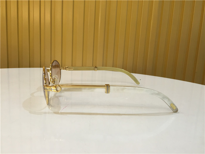 Cartier 7550178 55-22 White Curve Cattle Horn Sunglasses In Gold Brown - FashionPlug