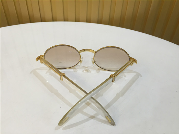 Cartier 7550178 55-22 White Curve Cattle Horn Sunglasses In Gold Brown - FashionPlug
