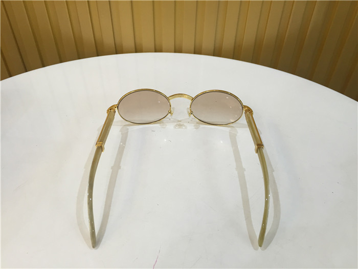 Cartier 7550178 55-22 White Curve Cattle Horn Sunglasses In Gold Brown - FashionPlug