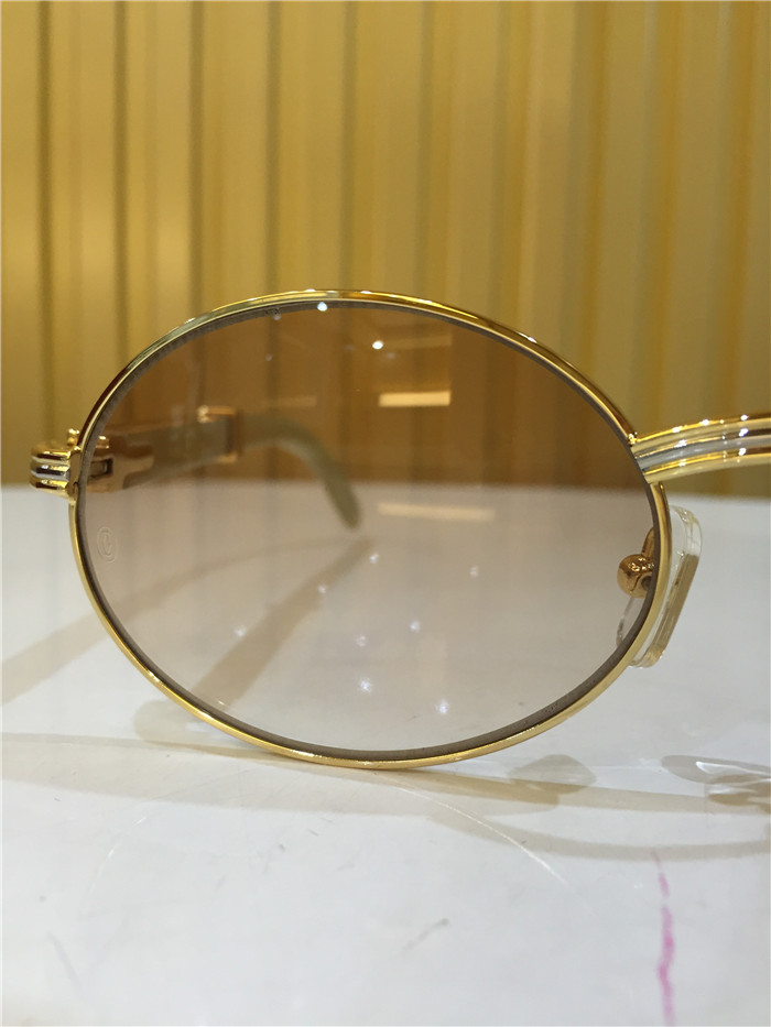 Cartier 7550178 55-22 White Curve Cattle Horn Sunglasses In Gold Brown - FashionPlug