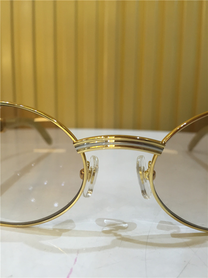 Cartier 7550178 55-22 White Curve Cattle Horn Sunglasses In Gold Brown - FashionPlug