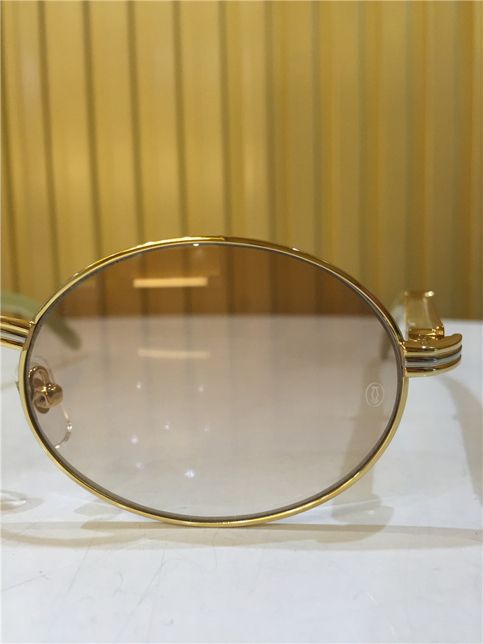 Cartier 7550178 55-22 White Curve Cattle Horn Sunglasses In Gold Brown - FashionPlug