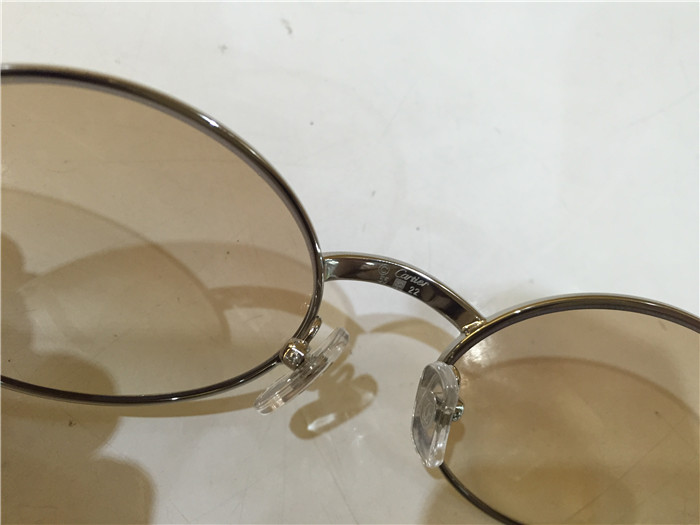 Cartier 7550178 55-22 White Curve Cattle Horn Sunglasses In Silver Brown - FashionPlug