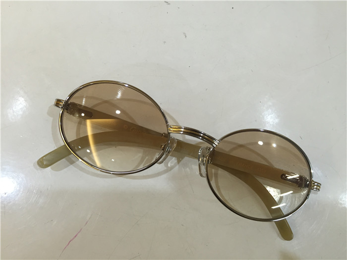 Cartier 7550178 55-22 White Curve Cattle Horn Sunglasses In Silver Brown - FashionPlug