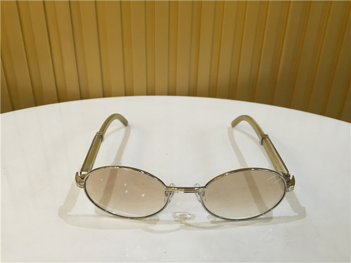 Cartier 7550178 55-22 White Curve Cattle Horn Sunglasses In Silver Brown - FashionPlug