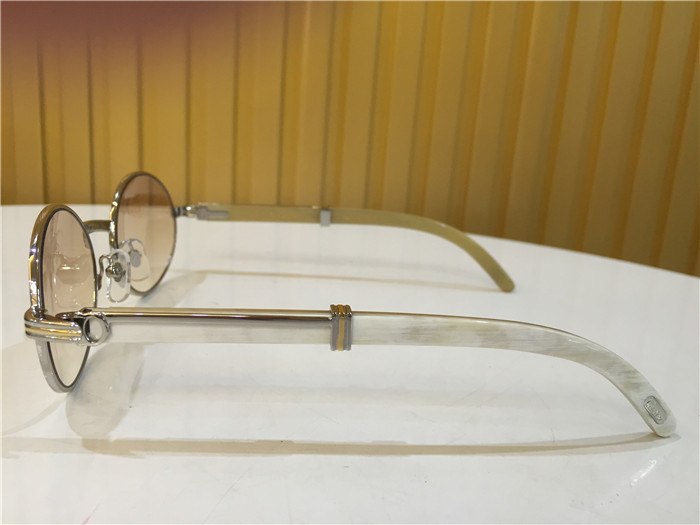 Cartier 7550178 55-22 White Curve Cattle Horn Sunglasses In Silver Brown - FashionPlug