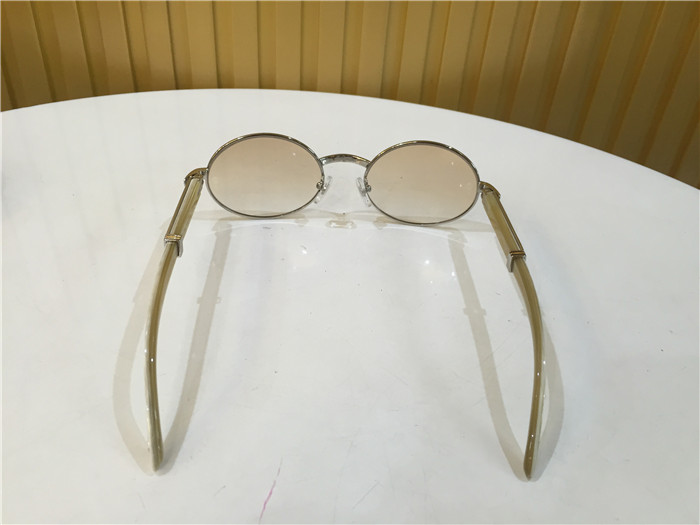 Cartier 7550178 55-22 White Curve Cattle Horn Sunglasses In Silver Brown - FashionPlug