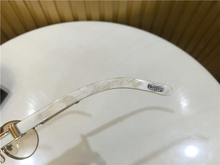 Cartier 7550178 55-22 White Curve Cattle Horn Sunglasses In Silver Brown - FashionPlug