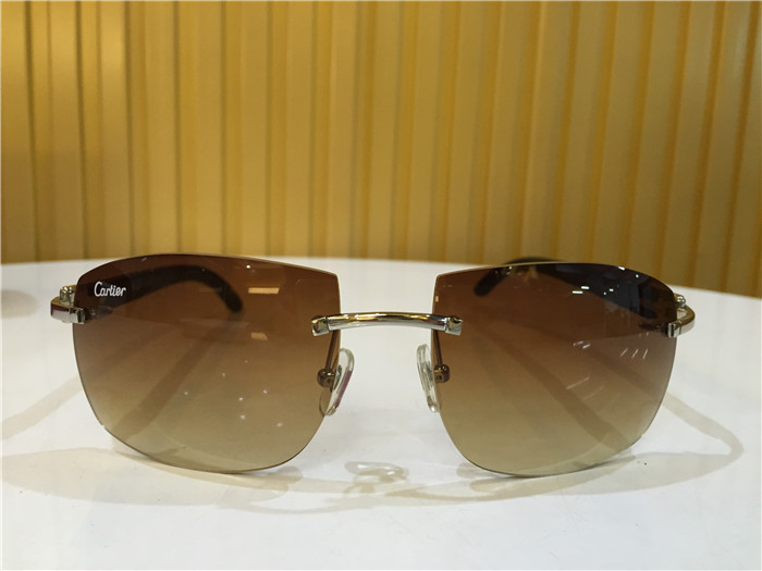 Cartier 4189705 White Mix Black Buffalo Sunglasses In Silver - FashionPlug
