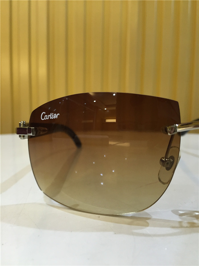 Cartier 4189705 White Mix Black Buffalo Sunglasses In Silver - FashionPlug