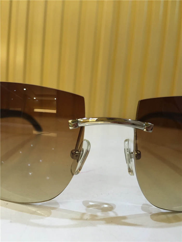 Cartier 4189705 White Mix Black Buffalo Sunglasses In Silver - FashionPlug