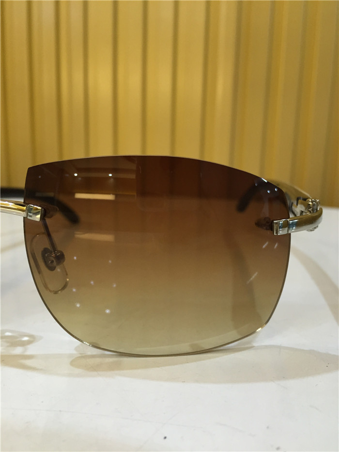 Cartier 4189705 White Mix Black Buffalo Sunglasses In Silver - FashionPlug