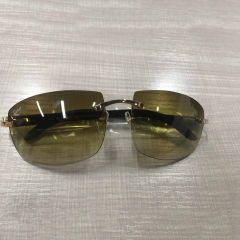 Cartier 4189705 White Mix Black Buffalo Sunglasses In Gold - FashionPlug