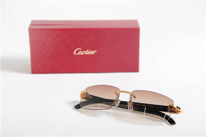 Cartier 3524012 White Mix Black Buffalo Eyeglasses In Gold - FashionPlug