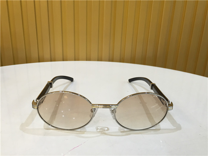 Cartier 7550178 55-22 Black Curve Cattle Horn Sunglasses In Silver Brown - FashionPlug