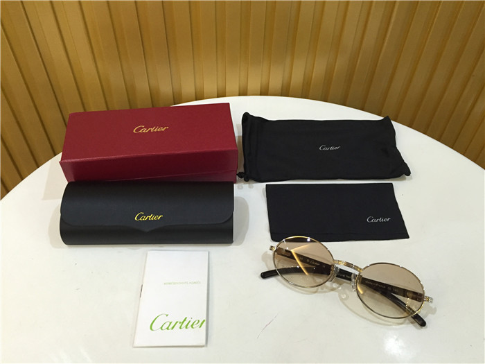 Cartier 7550178 55-22 Black Curve Cattle Horn Sunglasses In Silver Brown - FashionPlug