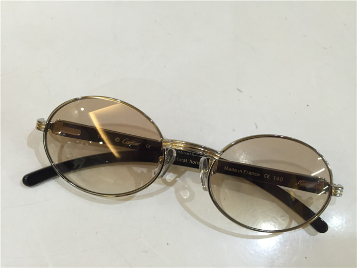 Cartier 7550178 55-22 Black Curve Cattle Horn Sunglasses In Silver Brown - FashionPlug